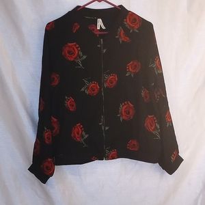 Rose print bomber jacket